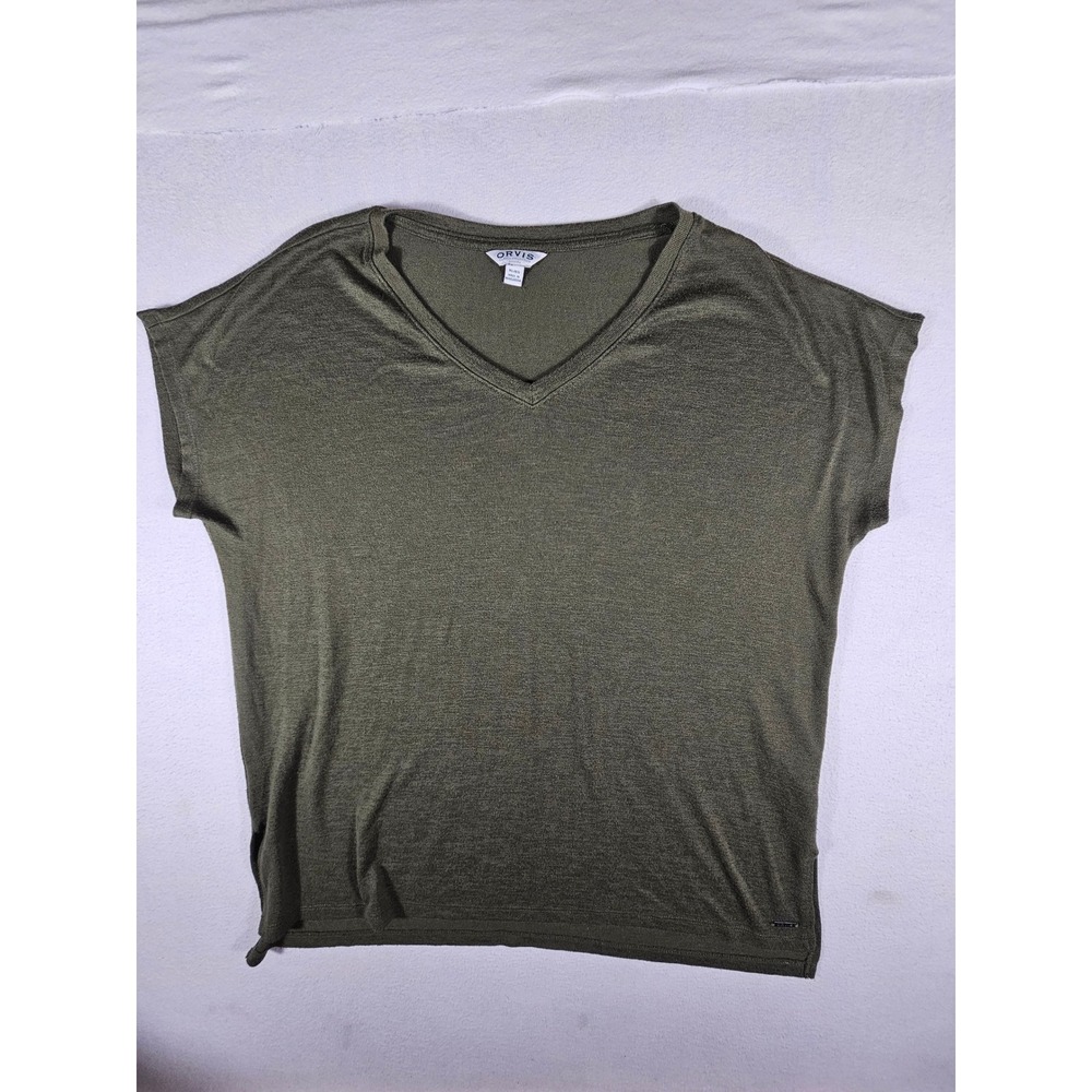 Orvis Classic Collection Olive Green V-Neck T-Shirt Womens XL 1491578